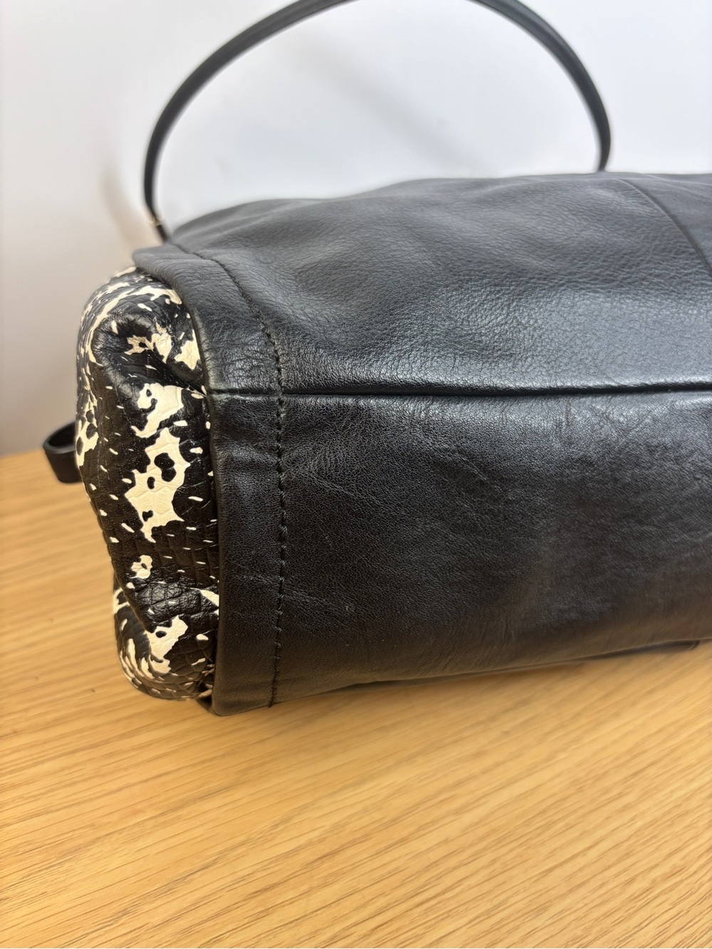 Coach Madison Phoebe Triple Section Two Tone Black/White Python Shoulder Bag - Picture 11 of 13